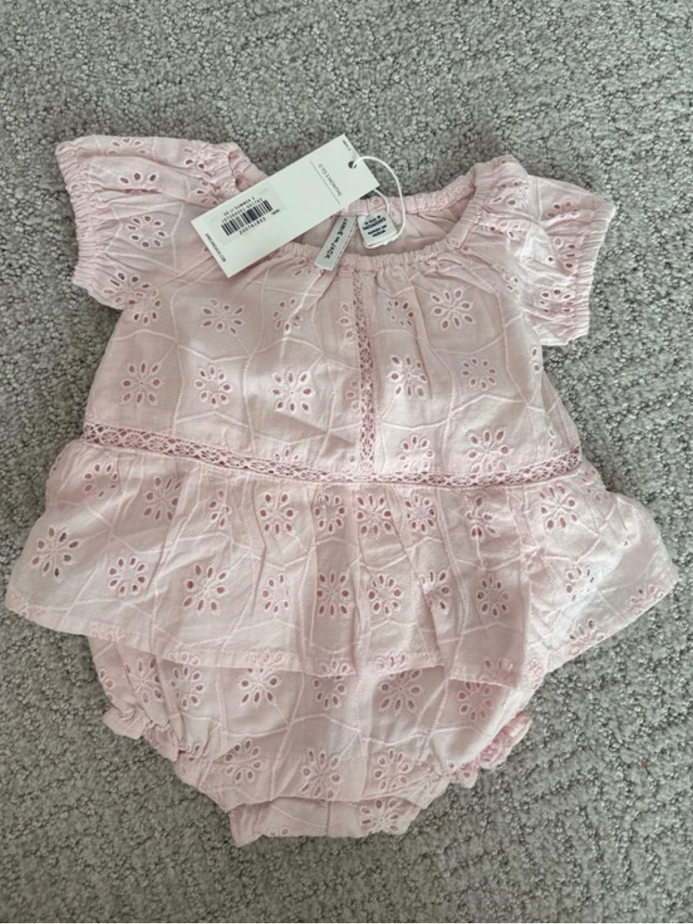 Baby Pink Eyelet Ruffle Romper